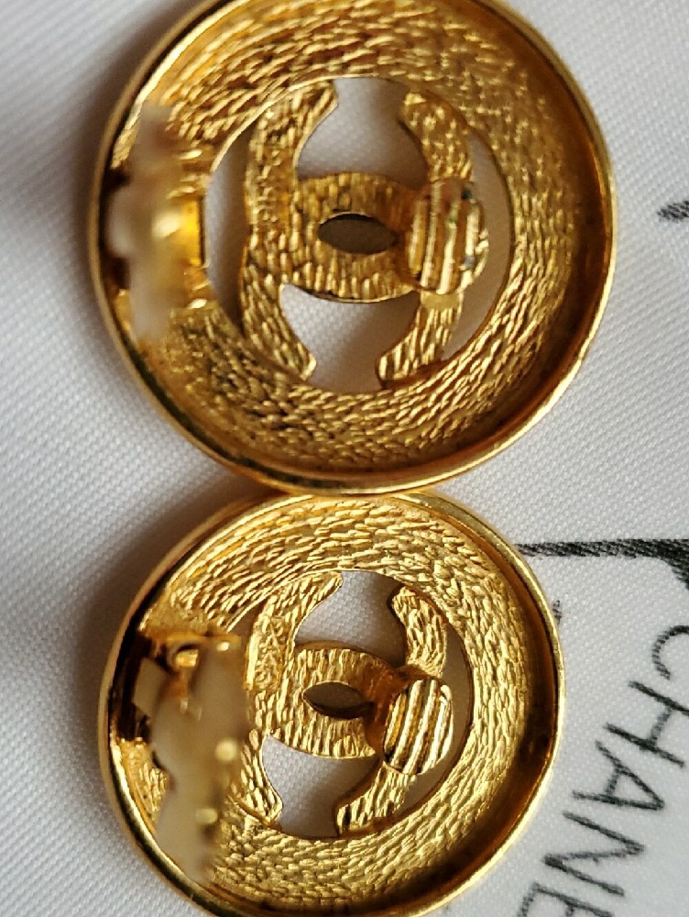 CHANEL Gold CC Button Earrings - Picture 10 of 14